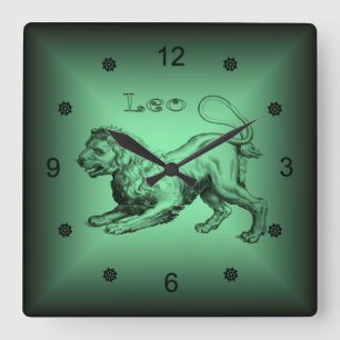 Reloj Cuadrado Zodiaco ~ Leo ~ Rótulos astrológicos ~ Horóscopo ~
