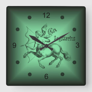 Reloj Cuadrado Zodiaco ~ Sagittarius ~ Rótulos astrológicos ~