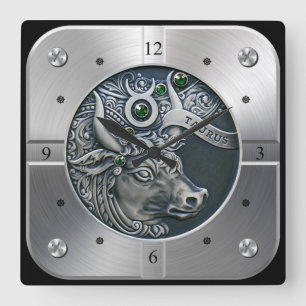 Reloj Cuadrado Zodíaco ~ Tauro ~ Celeste ~ Astrología Occidental