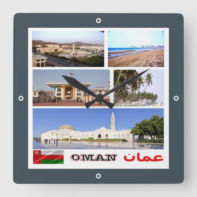 Reloj Cuadrado zOM006 me encanta el mosaico OMAN, Asia, (Anverso)