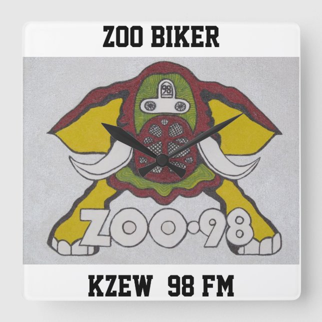 RELOJ CUADRADO ZOO BIKER   KZEW  98 FM (Anverso)