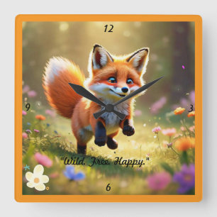Reloj Cuadrado "Zorro con espíritu libre"