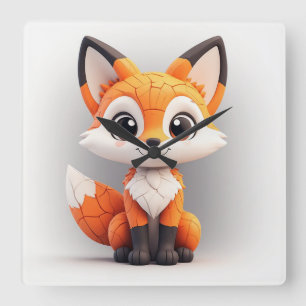 Reloj Cuadrado Zorro de dibujos animados lindo juguete mascota 3D