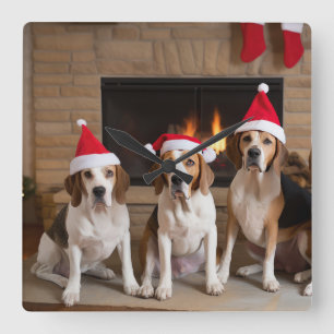Reloj Cuadrado Zorro de Inglés Americano Chimenea Navidad