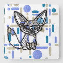 Zorro Fennec Cool con Gafas de Sol Azules Geométri