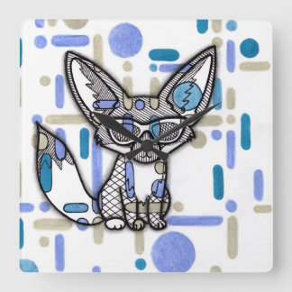 Reloj Cuadrado Zorro Fennec Cool con Gafas de Sol Azules Geométri