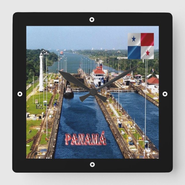 Reloj Cuadrado zPA014 PANAMÁ, CANAL LOCKS, América, (Anverso)