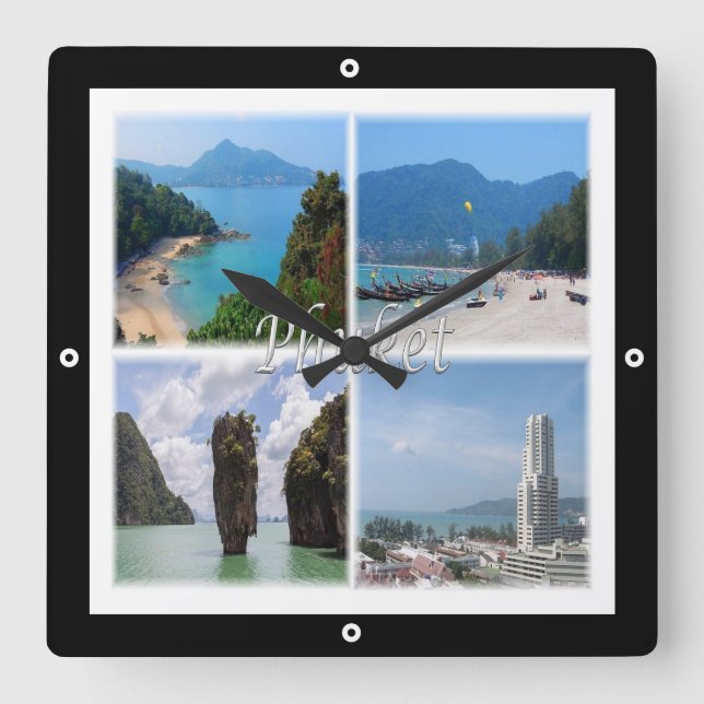 Reloj Cuadrado zTH004 PHUKET, Tailandia, Asia, (Anverso)