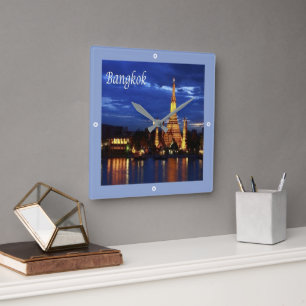Reloj Cuadrado zTH016 BANGKOK por la noche, Tailandia, Asia,