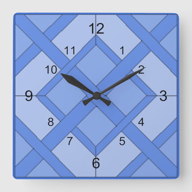 Reloj - Cuadrados entrelazados en azul (Anverso)