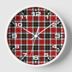 Reloj Cuadro Escocés Rojo Marrón Patrón-52626