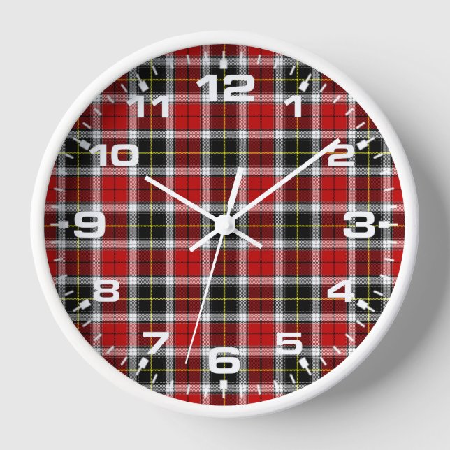 Reloj Cuadro Escocés Rojo Marrón Patrón-52626 (Anverso)