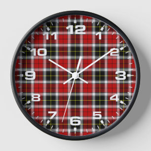 Reloj Cuadro Escocés Rojo Marrón Patrón-52626