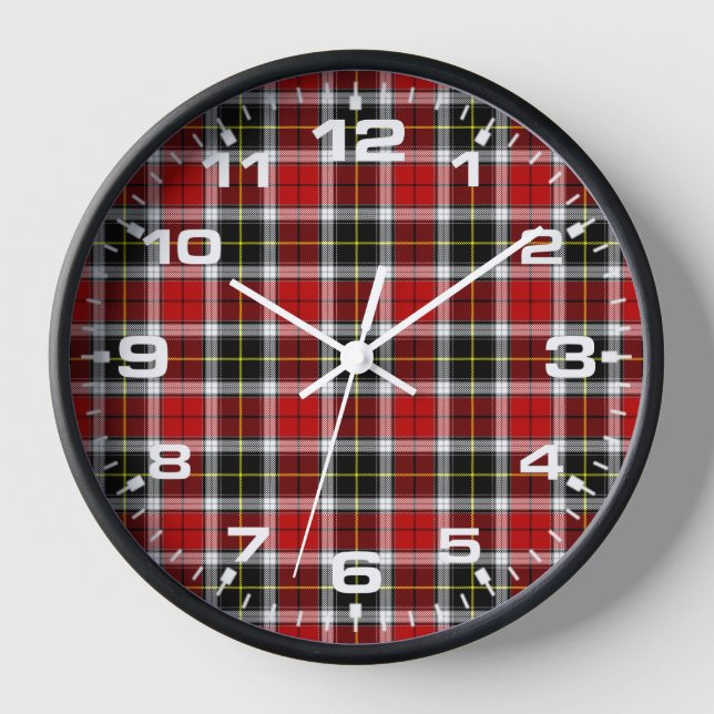 Reloj Cuadro Escocés Rojo Marrón Patrón-52626 (Anverso)