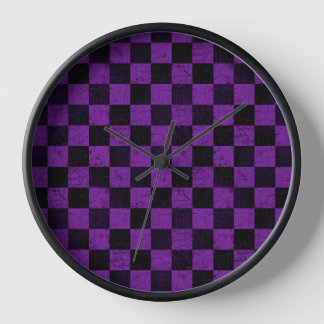Reloj Cuadros Rústicos, Morado y Negro