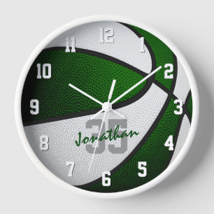 Reloj cuarto de baloncesto para niños colores de equipo
