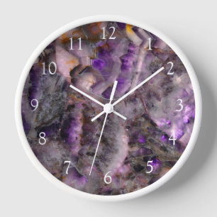 Reloj Cuarzo amatista púrpura abstracto, granito púrpura