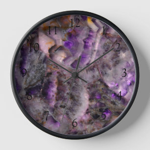 Reloj Cuarzo amatista púrpura abstracto, granito púrpura