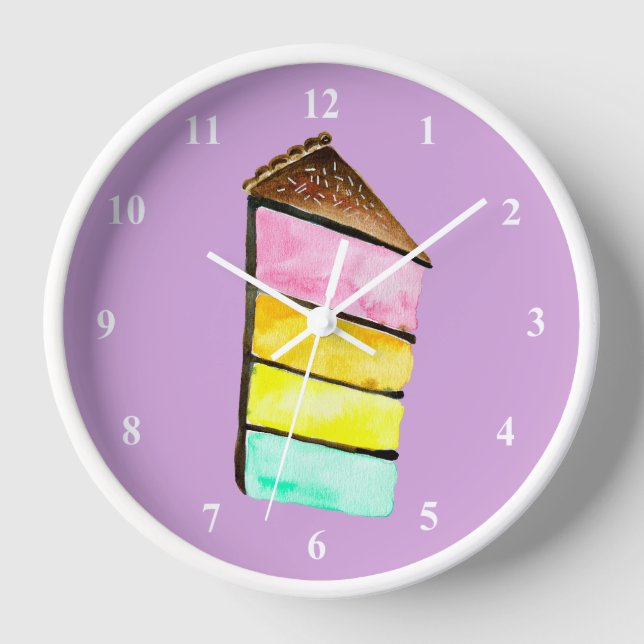 Reloj Cubierta de pastel de arcoiris linda (Anverso)