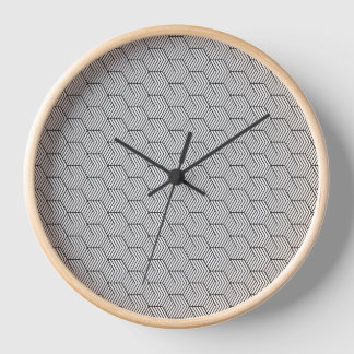 Reloj Cubo de geometría de línea de patrón negro simple