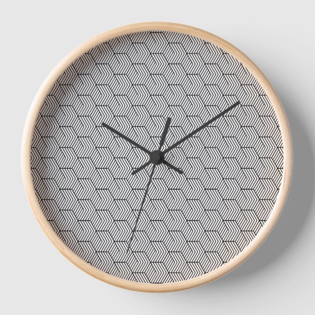 Reloj Cubo de geometría de línea de patrón negro simple (Anverso)