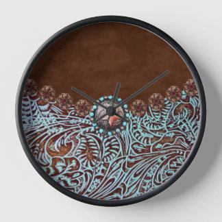 Reloj cuero de color turquesa marrón occidente