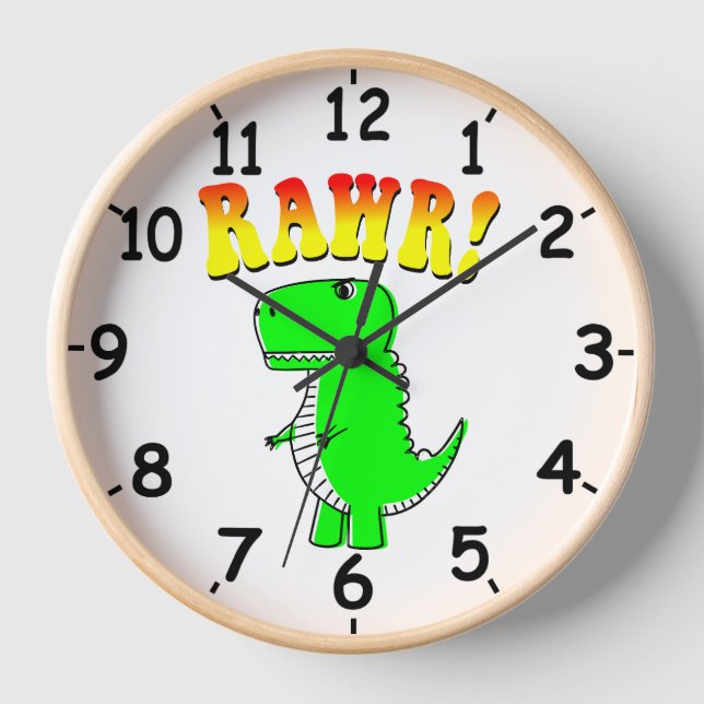 Reloj Curte y enojado T-Rex RAWR Groovy Textos (Anverso)