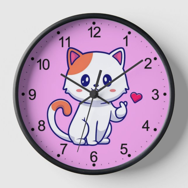 Reloj Cute Cat in Love Rótulo Hand-57577 (Anverso)