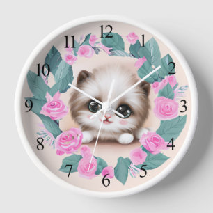 Reloj Cute Fluffy Furr Ball Kitten