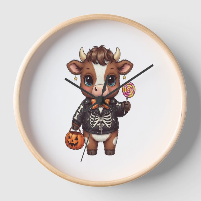 Reloj Cute gracioso Halloween Highland Cow (Anverso)