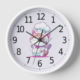 Reloj Cute Happy Baker Pastry Chef Cat Kitten