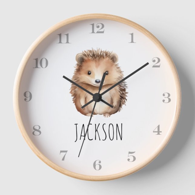 Reloj ¡Cute Hedgehog! Monograma personalizado (Anverso)
