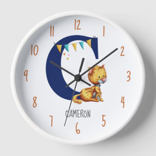 Reloj Cute Kitty Cat Monogrammed Boy Nursery