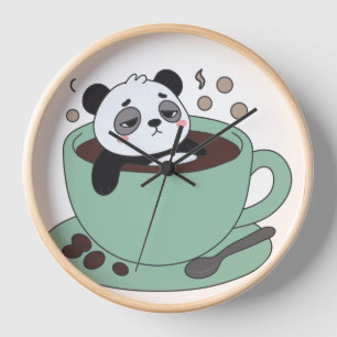 Reloj Cute Panda In Coffee Cup Coffee Lover Gift