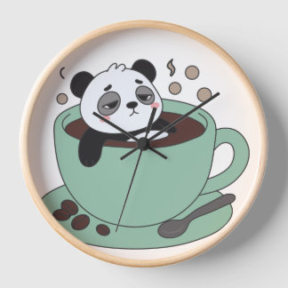 Reloj Cute Panda In Coffee Cup Coffee Lover Gift