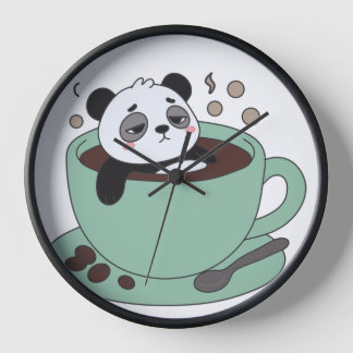 Reloj Cute Panda In Coffee Cup Coffee Lover Gift