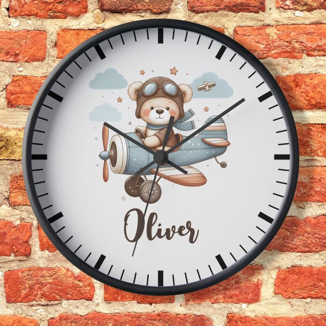 Reloj Cute Pilot Teddy Bear Personalizado (Subido por el creador)