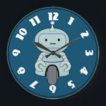 Reloj Cute Robot Illustration<br><div class="desc">Cute and friendly robot guy. This adorable little robot dude has an antenna on top of his head and a handy wheel at the bottom for moving around. His arms have grabby little clamps for grasping at things and has a typical robotic expressionless face.</div>