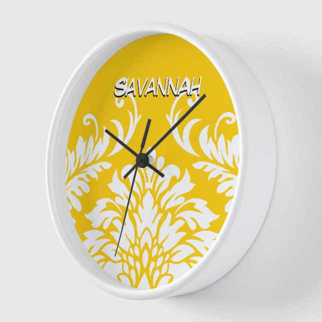 Reloj Damasco amarillo mostaza personalizado o cualquier (Ángulo)