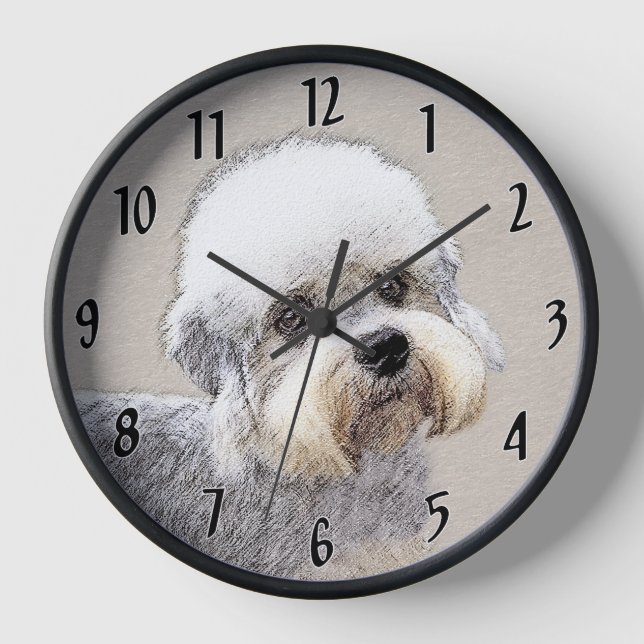 Reloj Dandie Dinmont Terrier Pintura Original De Perro (Anverso)