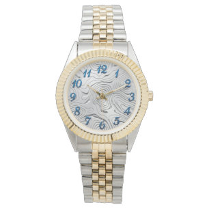 Reloj de 2 tonos + Pulsera estilo de dial plateado
