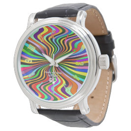 Reloj de acero inoxidable con girasol arco iris in