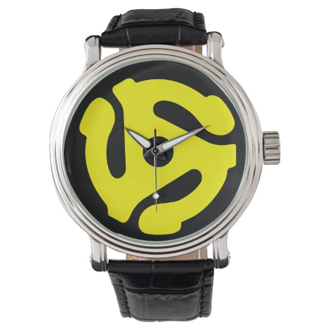 reloj de adaptador de 45 rpm (amarillo en negro) (Anverso)