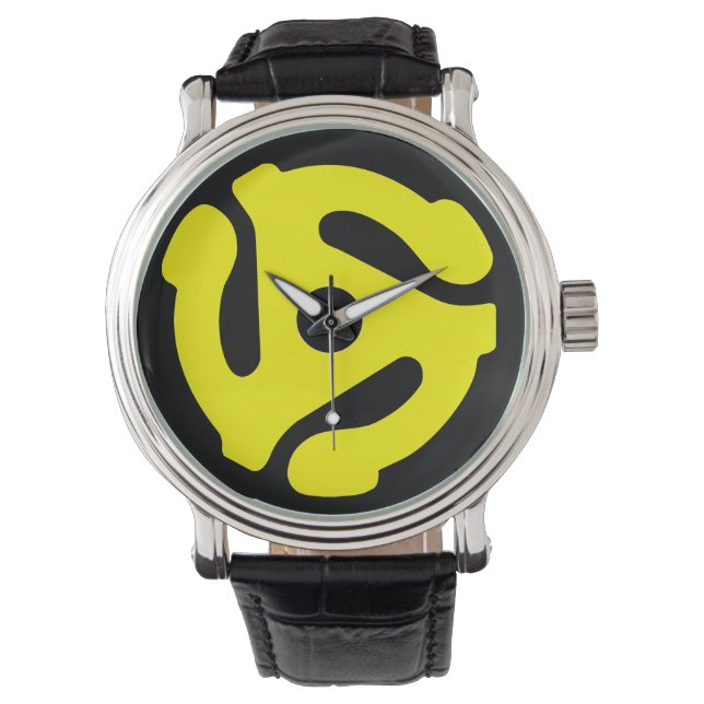 reloj de adaptador de 45 rpm (amarillo en negro) (Anverso)