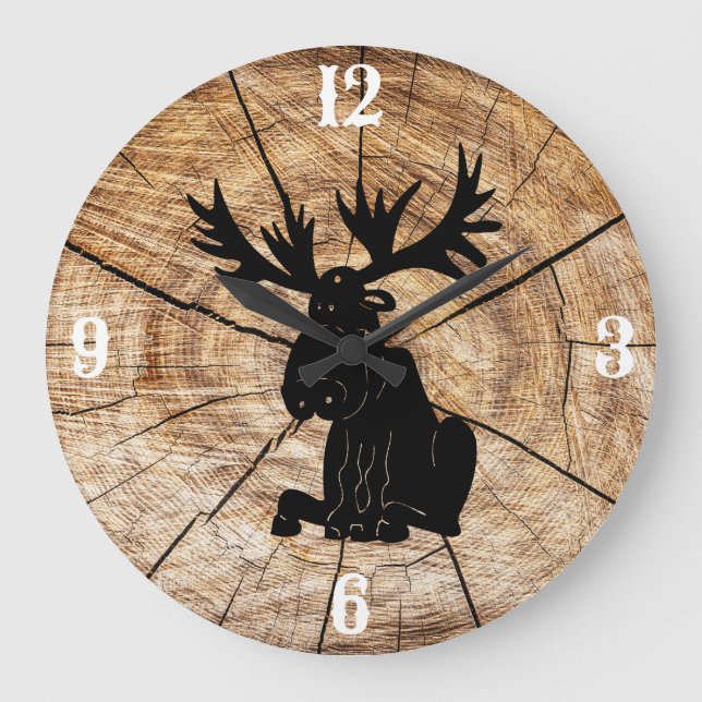 Reloj de alce con fondo de madera (Anverso)