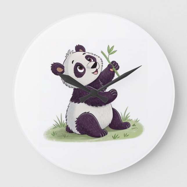 Reloj de Amante de Panda | Decoración Divertida de (Anverso)
