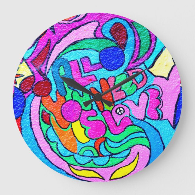 reloj de amor de color groovy estilo hippie (Anverso)