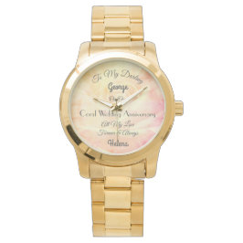 Reloj de aniversario de Husband Coral Boda