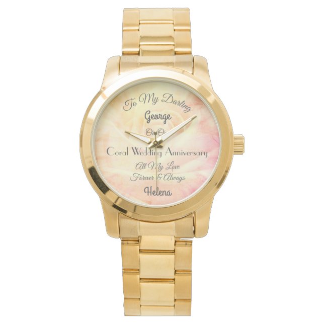 Reloj de aniversario de Husband Coral Boda (Anverso)