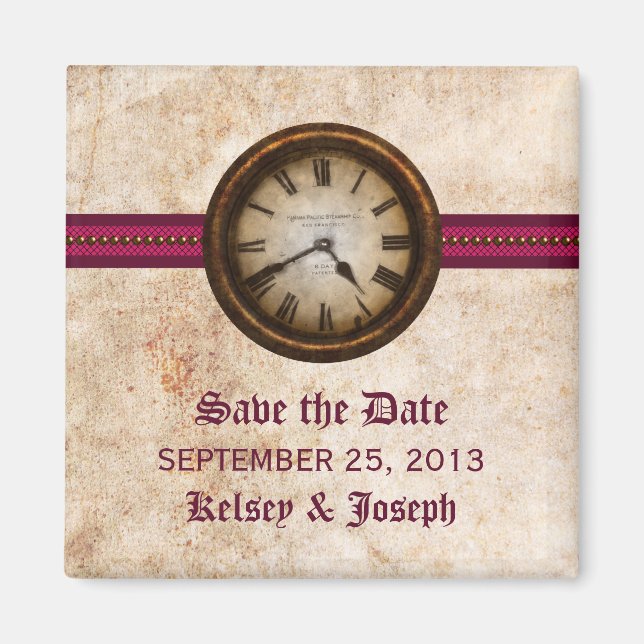 Reloj de antigüedades de Fuchsia Salvar el imán de (Frente)